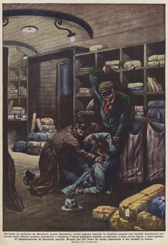 Et tog, der forlader Merzdorf nær Wroclaw, havde lige forladt stationen, da to? af Achille Beltrame
