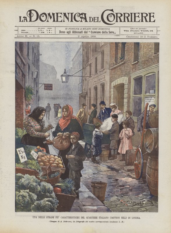 En af de mest karakteristiske gader i det italienske kvarter (Saffron Hill) i London af Achille Beltrame