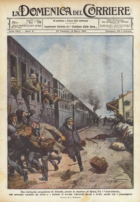 Et blodigt slag i Irland, på Upton station, mellem synd-feiner de havde? af Achille Beltrame