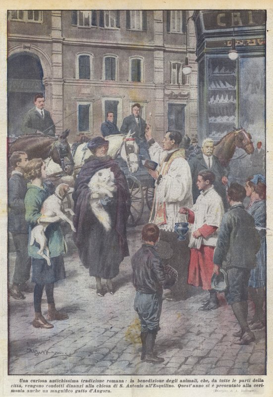 En mærkelig gammel romersk tradition, dyrenes velsignelse, som på alle sider? af Achille Beltrame