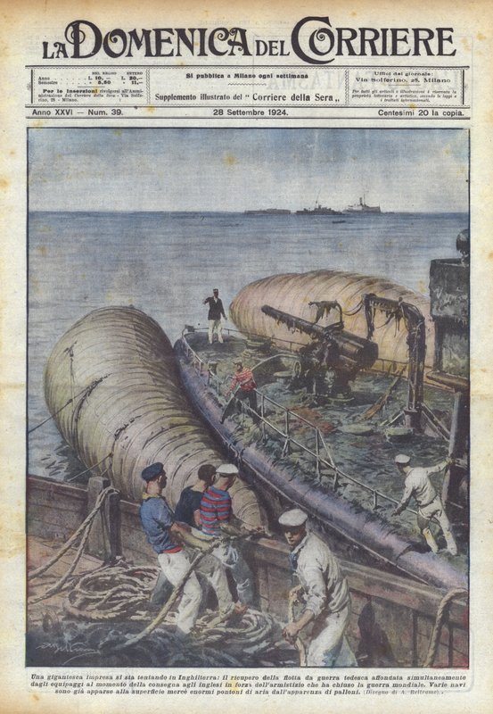 Et gigantisk projekt er ved at blive forsøgt i England, nemlig at bjærge den tyske krigsflåde? af Achille Beltrame