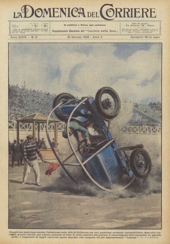 En ung amerikaner vækker begejstringen hos folkemængderne i Californien med et farligt bilstunt af Achille Beltrame