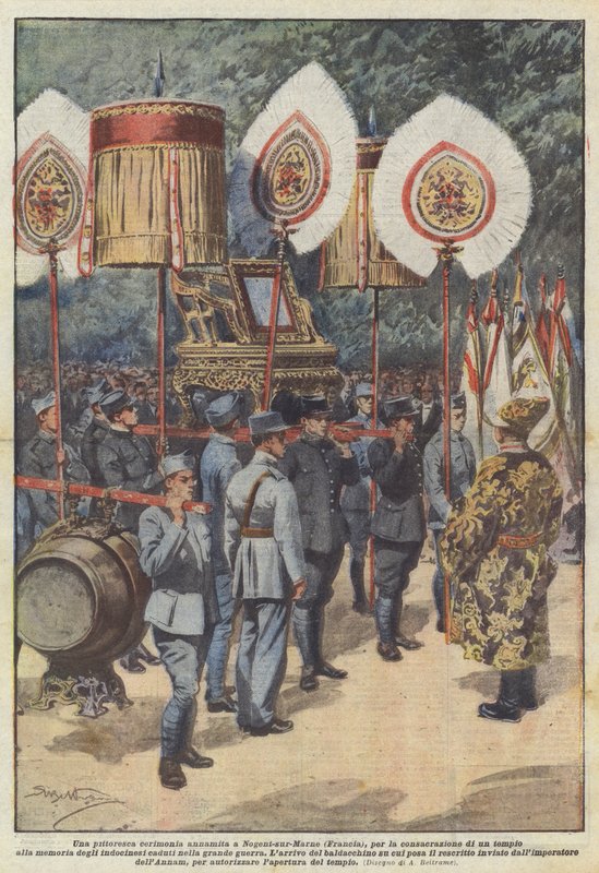 En malerisk Annamit-ceremoni i Nogent-sur-Marne (Frankrig) for indvielsen af ​​et tempel? af Achille Beltrame