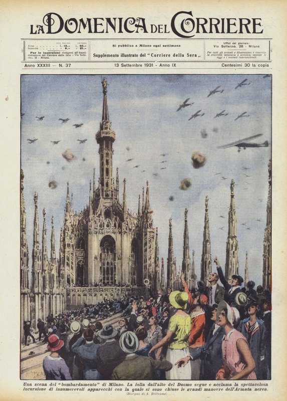 En scene fra bombningen af ​​Milano af Achille Beltrame