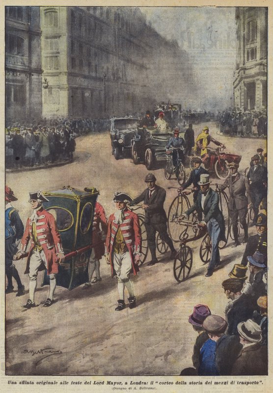 En original parade ved Lord Mayor-festlighederne i London, optoget af transportens historie af Achille Beltrame