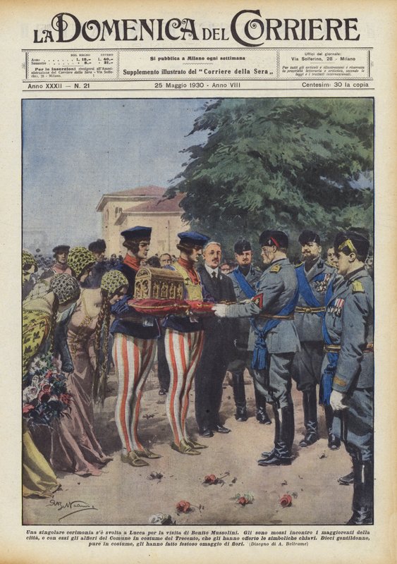 En enestående ceremoni, hvis den afholdes i Lucca for besøget af Benito Mussolini af Achille Beltrame