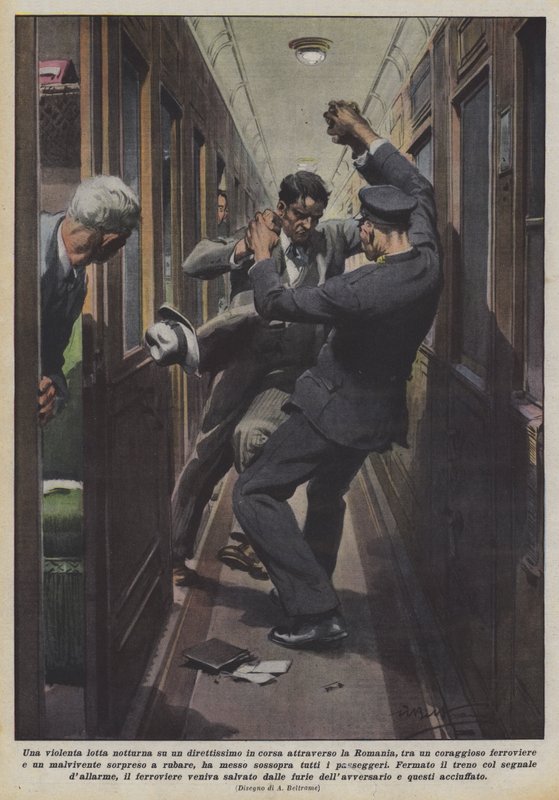 En voldelig natkamp på en direkte rute, der løber gennem Rumænien, mellem en modig? af Achille Beltrame