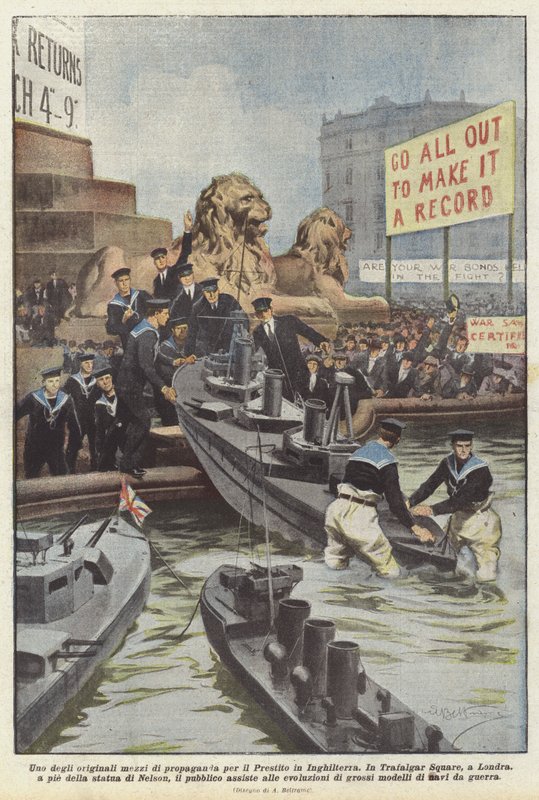 Et af de originale propagandamedier for lånet i England af Achille Beltrame