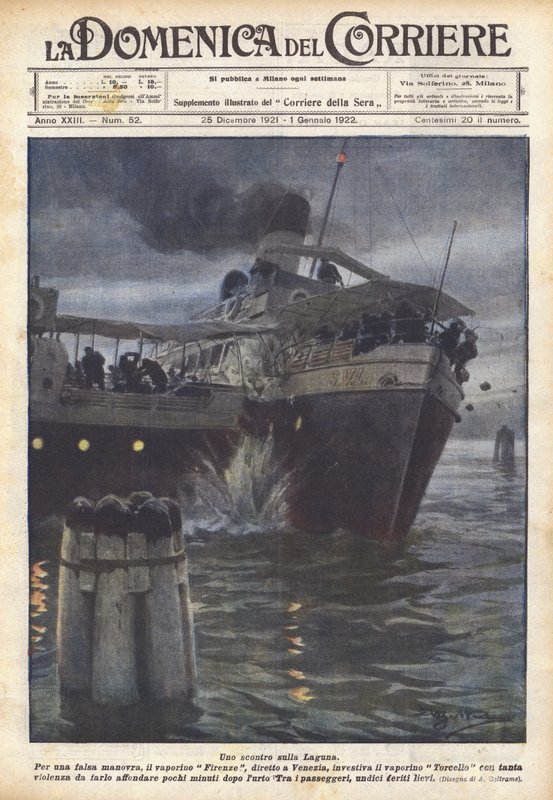En kamp på lagunen af Achille Beltrame