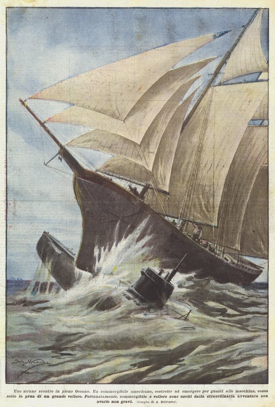 En mærkelig kollision midt i havet af Achille Beltrame