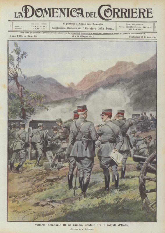 Vittorio Emanuele III i felten, soldat blandt Italiens soldater af Achille Beltrame