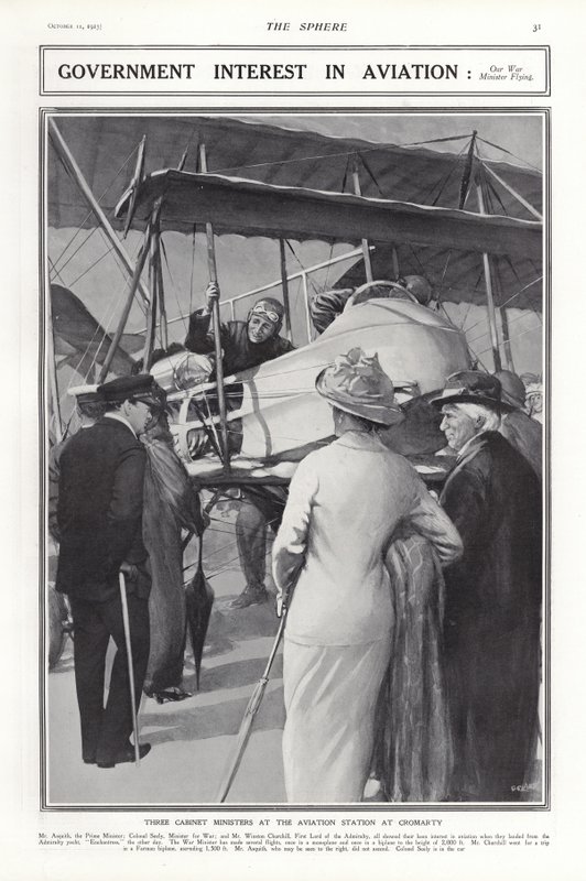 Oberst J A B Seely, udenrigsminister for krig, ved at polere et fly, Cromarty Aviation Station, Skotland, 1913 af Addison Thomas Millar