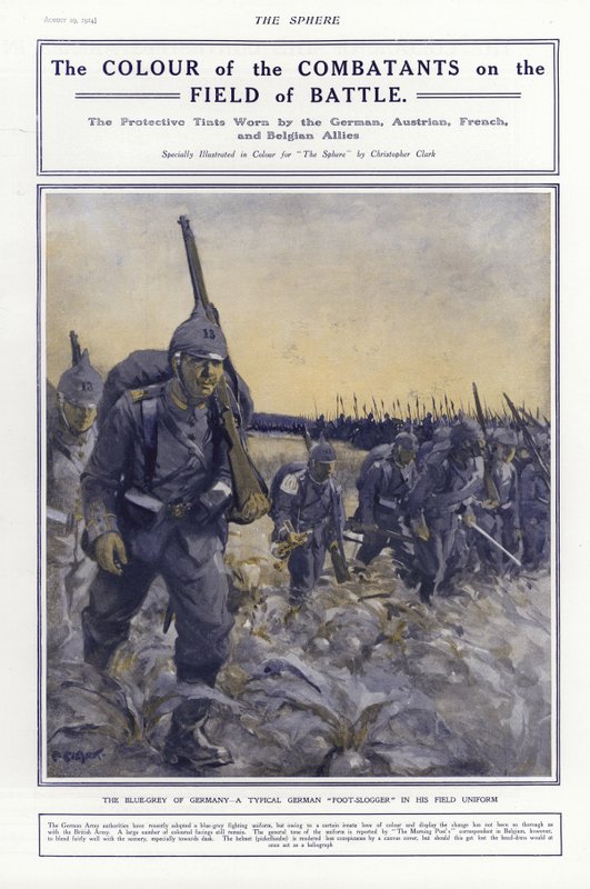 Tysk infanteri i feltuniform, Første Verdenskrig, 1914 af Addison Thomas Millar
