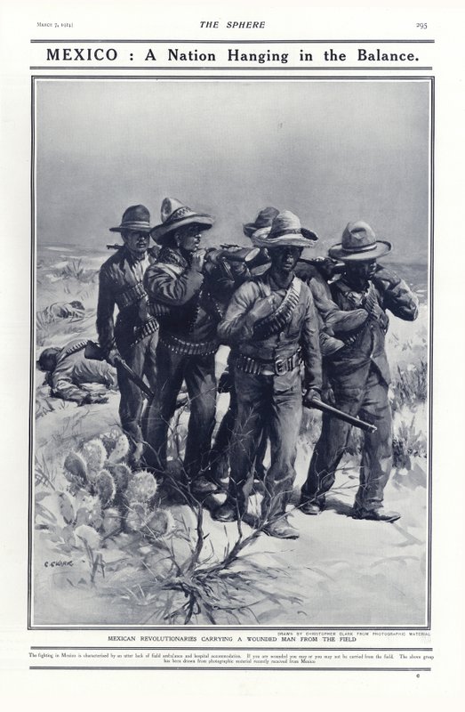 Mexicanske revolutionære bærer en såret mand fra marken, 1914 af Addison Thomas Millar