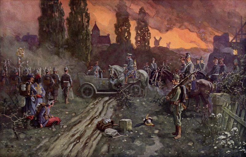Møde mellem kejser Wilhelm II og den tyske kronprins, 2. september 1914 af Adolf Closs