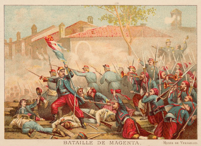 Slaget ved Magenta, Italien, 1859 (chromolitho) af Adolphe Yvon