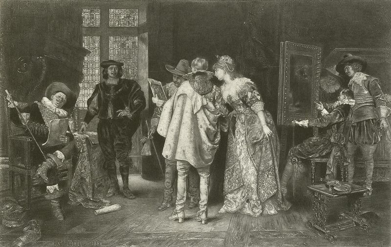 Kenderne i Rembrandts atelier (tryk) af Adolphe Alexandre Lesrel