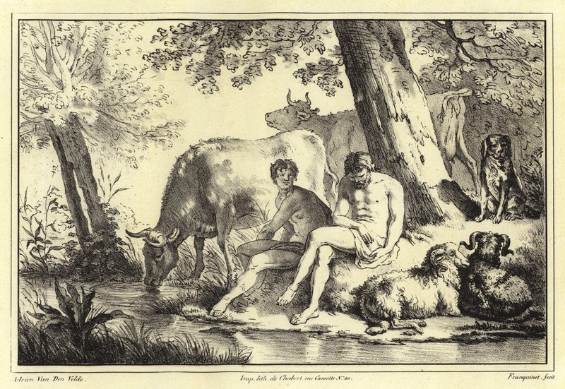 Riverbank scene af Adriaen van de Velde