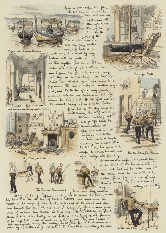 A Subalterns første indtryk af Malta (chromolitho) af Adrien Emmanuel Marie