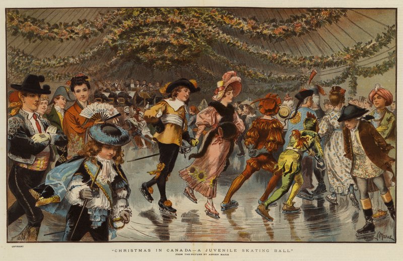 Jul i Canada, en ungdomsskøjtebold (chromolitho) af Adrien Emmanuel Marie