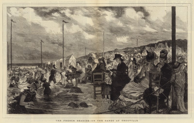 Den franske kyst, på sandet ved Trouville af Adrien Emmanuel Marie