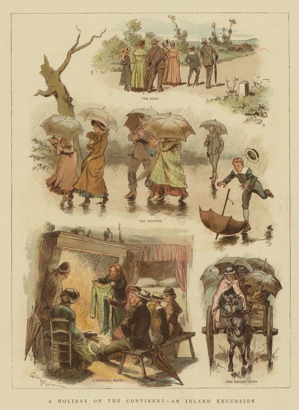 En ferie på kontinentet, en indlandsudflugt (chromolitho) af Adrien Emmanuel Marie
