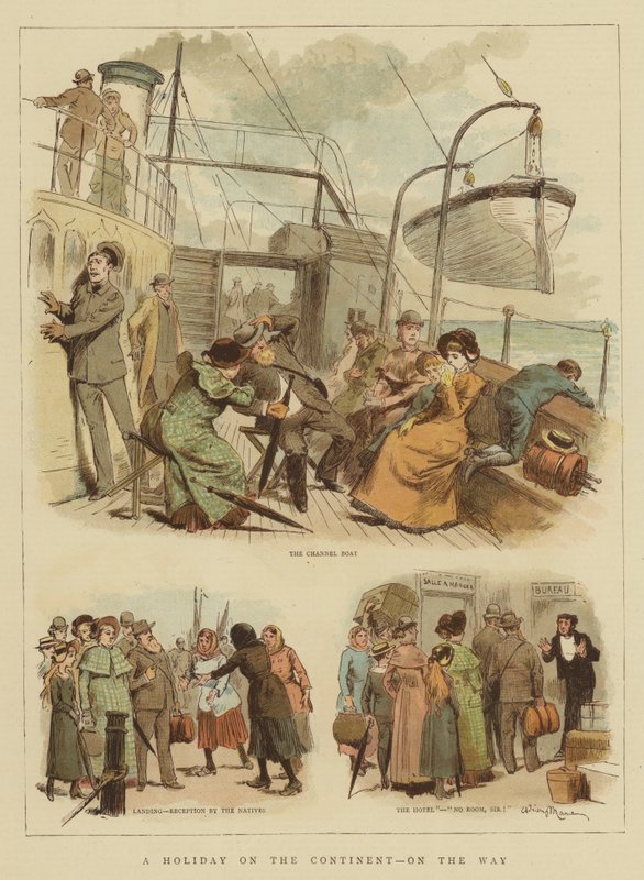 En ferie på kontinentet, på vej (chromolitho) af Adrien Emmanuel Marie