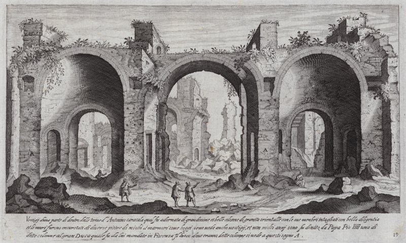 Caracalla-badene, Rom (gravering) af Aegidius Sadeler or Saedeler