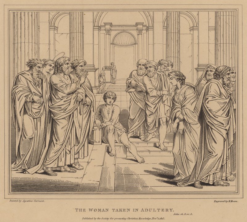 Kvinden taget i utroskab, John af Agostino Carracci
