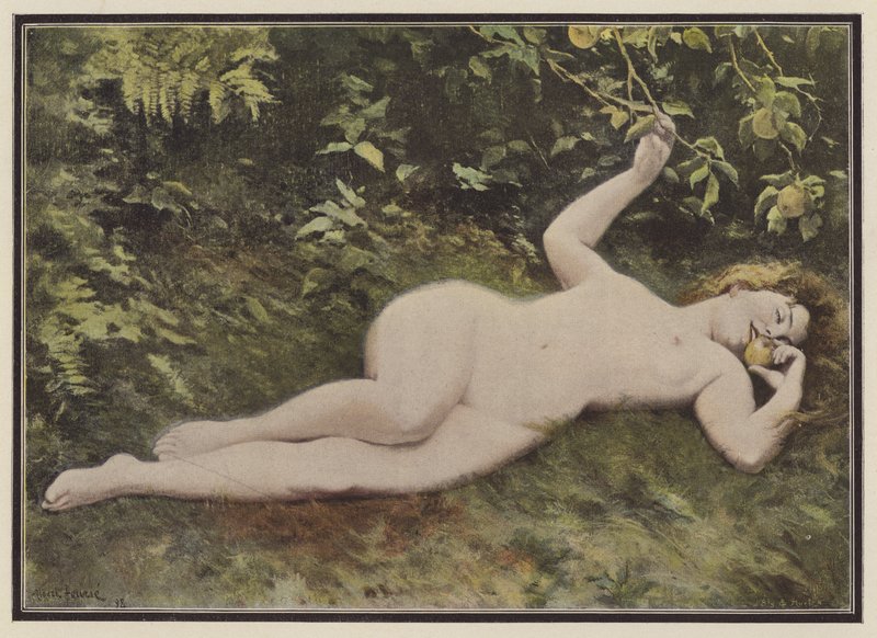 En datter af Eva (farve litho) af Albert Auguste Fourie