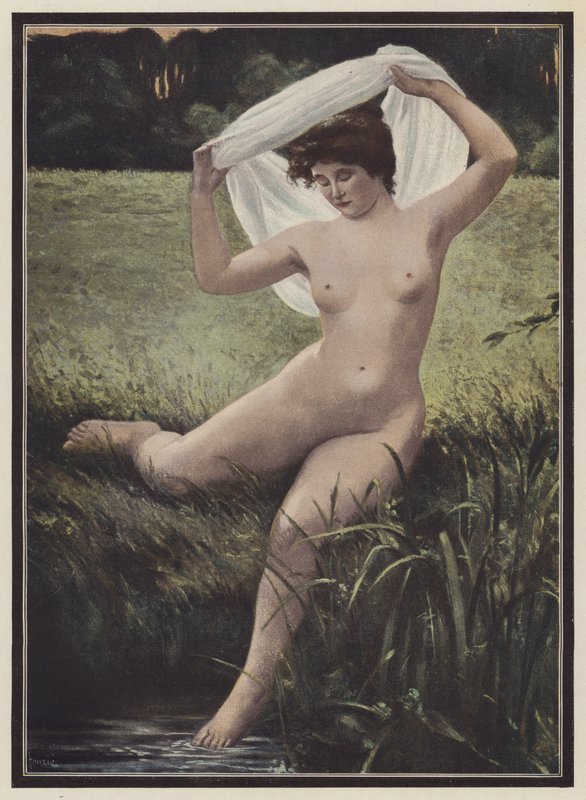 Kvindebader (farve litho) af Albert Auguste Fourie