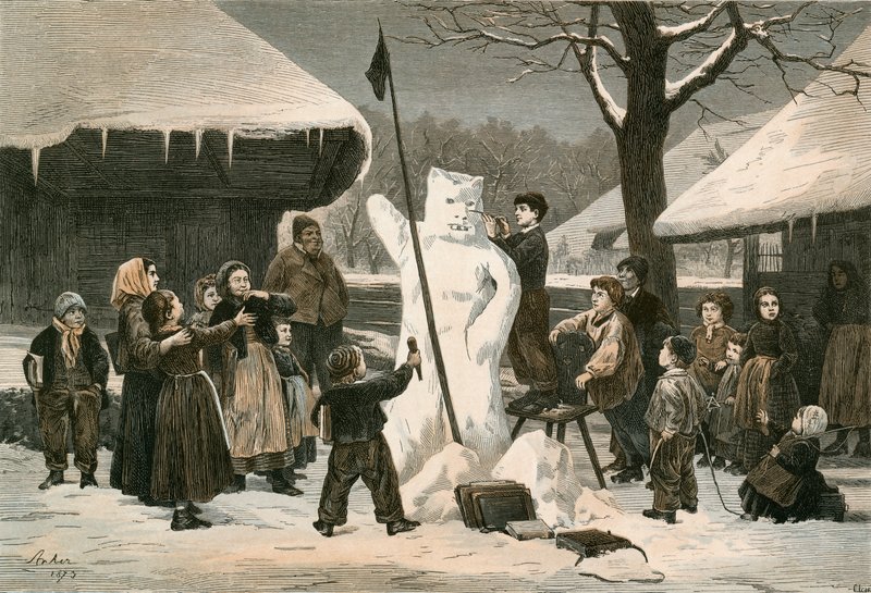 The Snow Bear-Skoledreng tidsfordriv nær Bern af Albert Anker