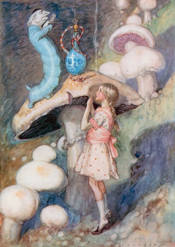 Illustration til Alice i Eventyrland (farve litho) af Albert Edward Jackson