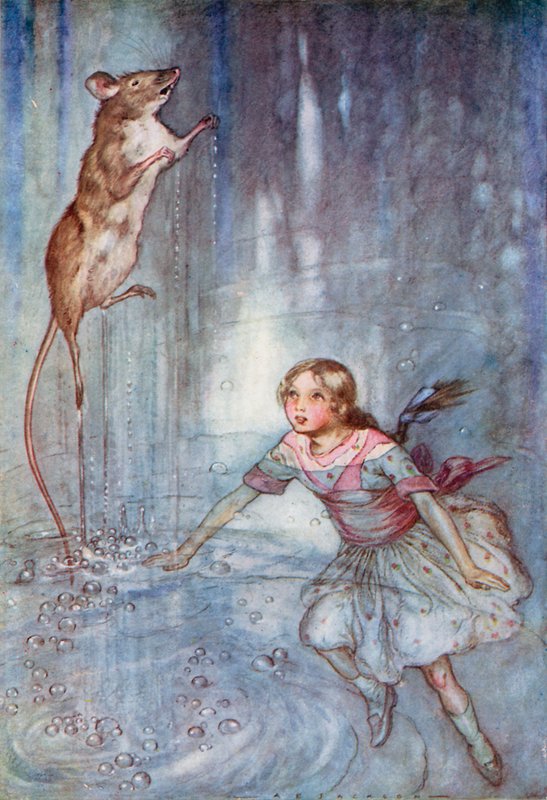 Illustration til Alice i Eventyrland (farve litho) af Albert Edward Jackson