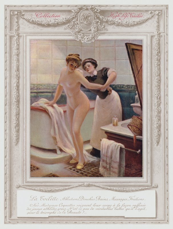 Belle Epoque Paris, moderigtig dame i bad af Albert Guillaume
