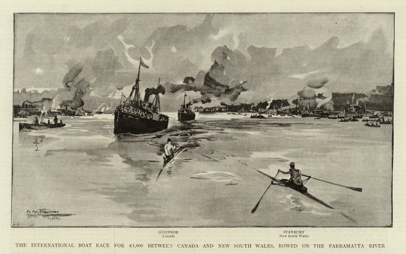 International Boat Race for £1.000 mellem Canada og New South Wales, roede på Parramatta-floden af Albert Henry Fullwood