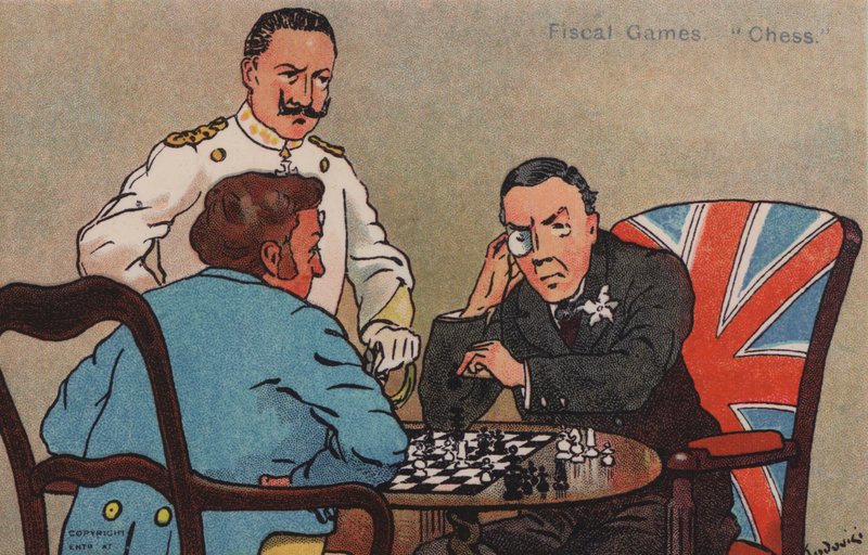 Skakspil, skak (farve litho) af Albert Jnr. Ludovici