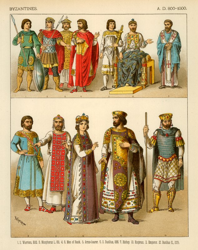 Byzantinsk kostume 800-1000 e.Kr af Albert Kretschmer