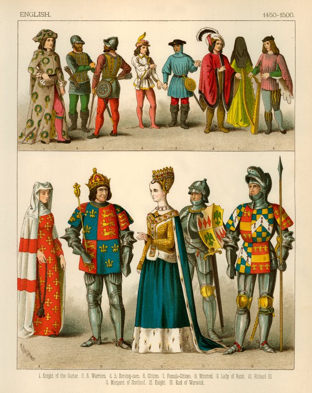 Engelsk Kostume 1450-1500 af Albert Kretschmer