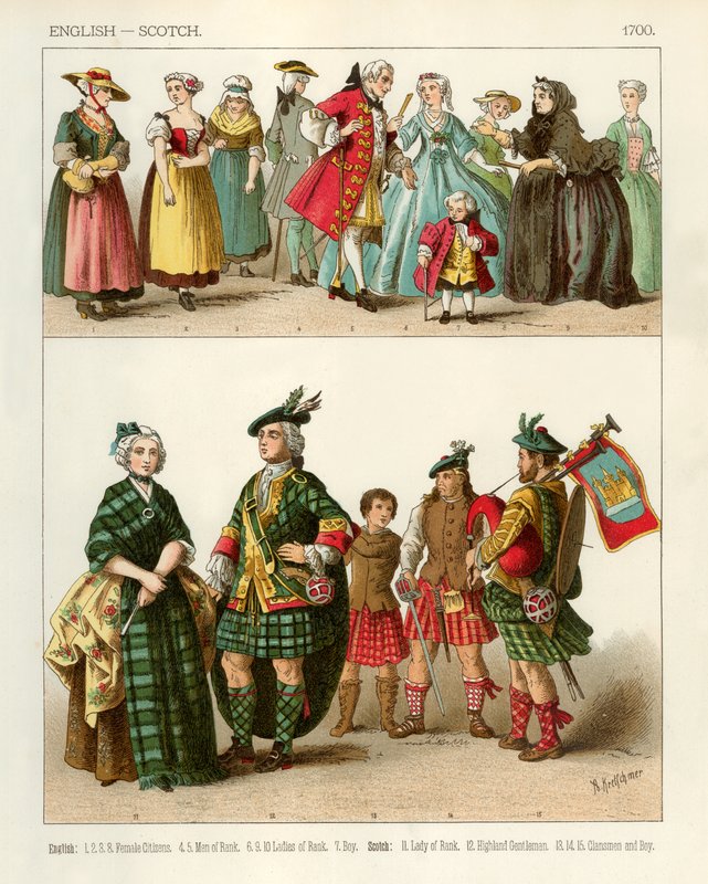 Engelske og skotske kostumer 1700 af Albert Kretschmer