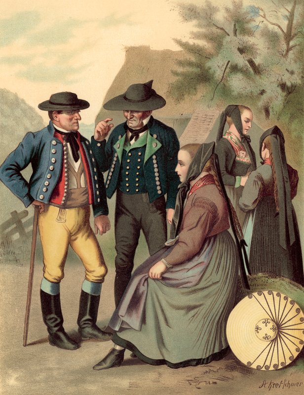 Tysk kostume, Wurtemberg, Freudenstadt Rottenburg af Albert Kretschmer
