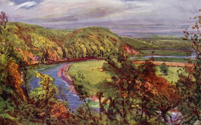The Horseshoe Bend, Redscar (farve litho) af Albert Woods