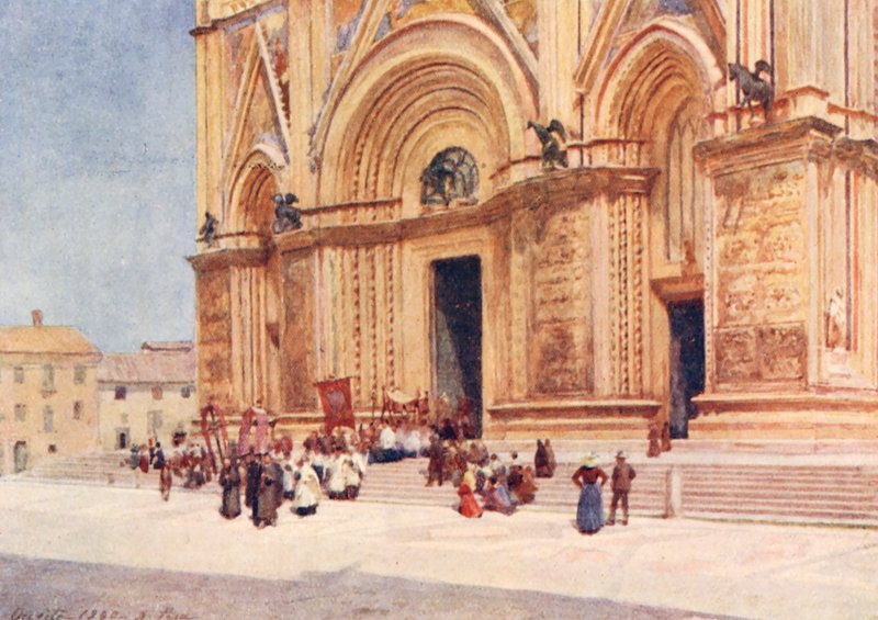 Duomo, Orvieto (farvelitografi) af Alberto Pisa