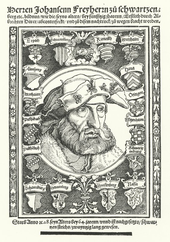 Johann af Schwarzenberg, tysk moralist, digter og reformator (stik) af Albrecht (after) Durer or Duerer