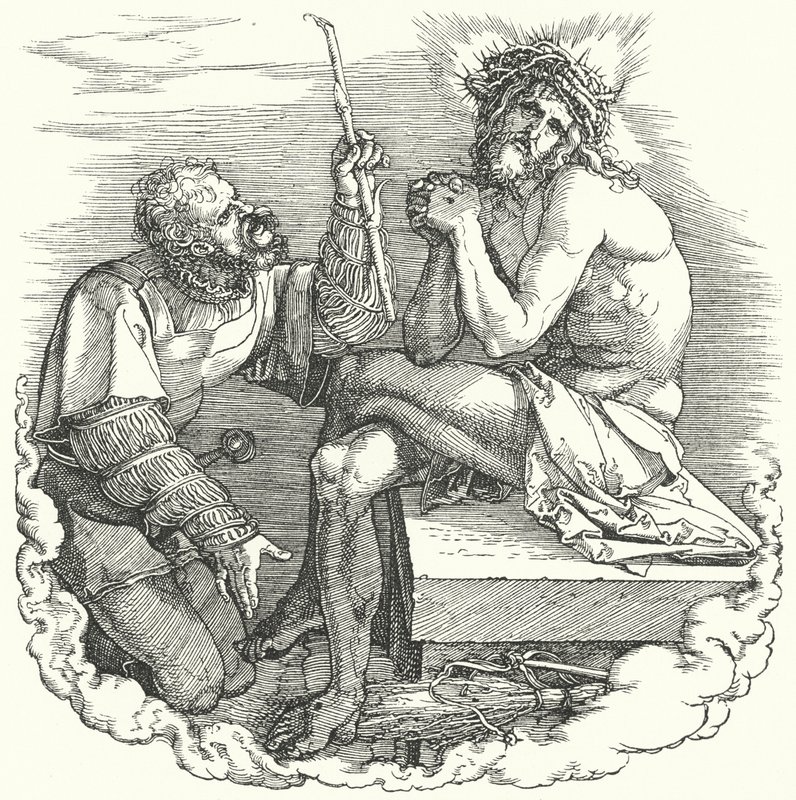 Titelblad fra The Large Passion af Albrecht Durer, der skildrer Kristi sidste dage på jorden (gravering) af Albrecht (after) Durer or Duerer