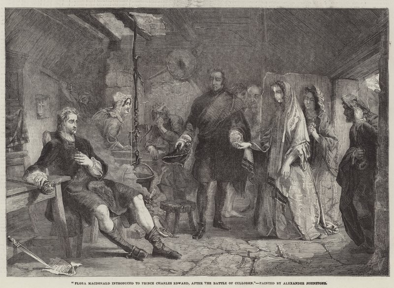 Flora Macdonald introduceret til prins Charles Edward efter slaget ved Culloden af Alexander Johnston
