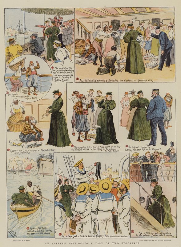 An Eastern Imbroglio, en fortælling om to strømper (chromolitho) af Alexander Stuart Boyd
