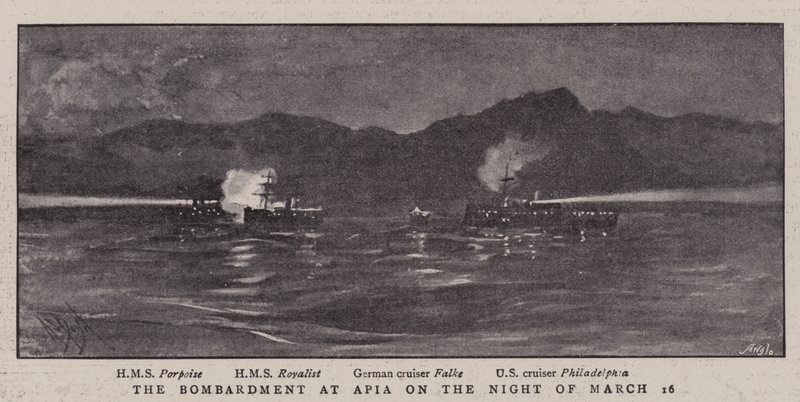 Bombardementet ved Apia om natten den 16. marts af Alexander Stuart Boyd