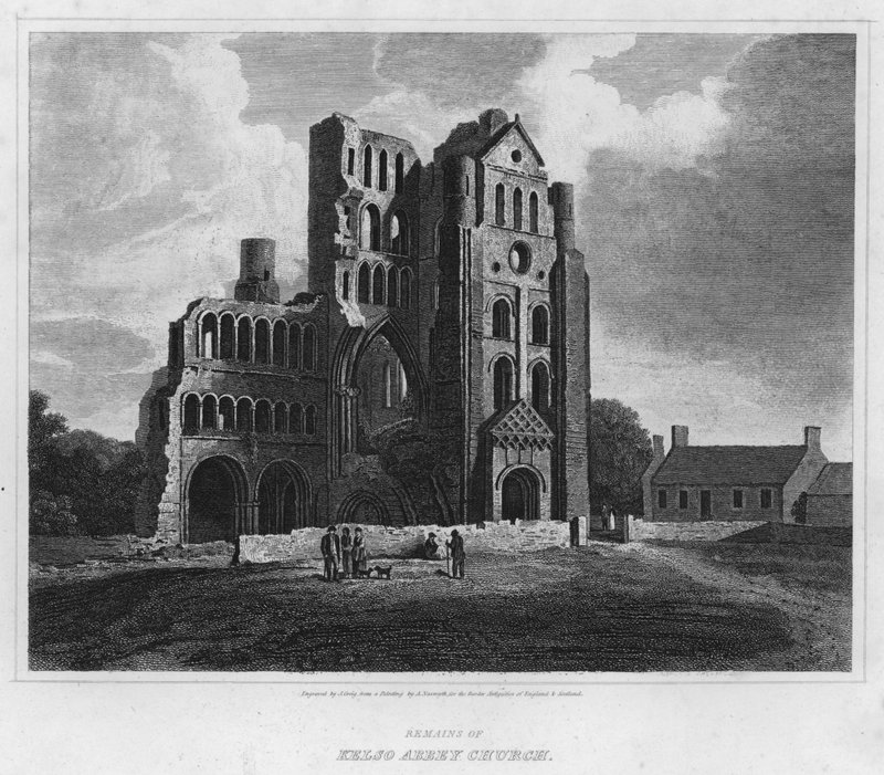 Rester af Kelso Abbey Church (gravering) af Alexander (after) Nasmyth