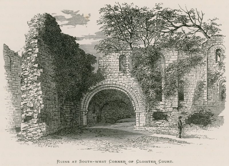 Kirkstall Abbey, ruiner ved det sydvestlige hjørne af Cloister Court af Alexander Francis Lydon